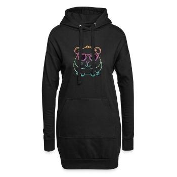 Guinea Pig Arc en Ciel Ligne et Lunettes - Sweat-shirt à capuche long Femme - noir - Devant