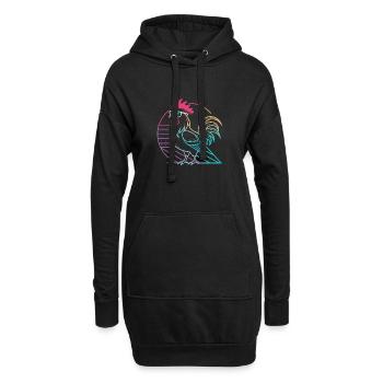 Retro-Neon-Hahn mit Brille - Hoodie-Kleid - Schwarz - Vorne