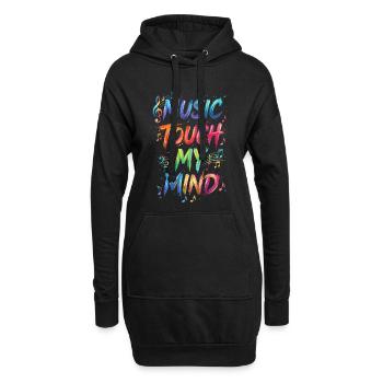 Music Touch My Mind Quote Text Painting Print - Sweat-shirt à capuche long Femme - noir - Devant