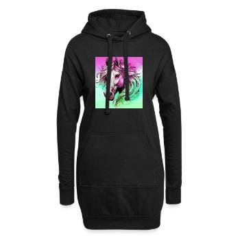 cheval - Sweat-shirt à capuche long Femme - noir - Devant