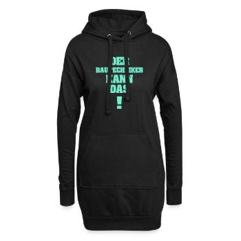 Geschenk für Bautechniker - Hoodie-Kleid - Schwarz - Vorne