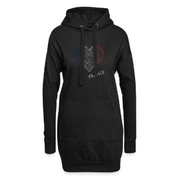 France, cœur aux couleurs françaises, France - Sweat-shirt à capuche long Femme - noir - Devant