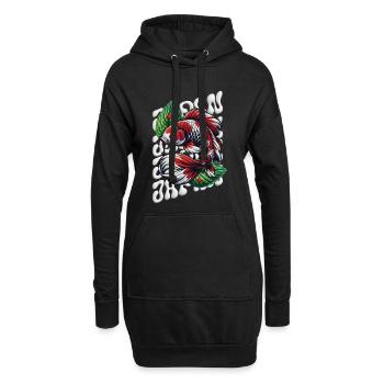 Poisson Koi Style Zen Pelucheux - Sweat-shirt à capuche long Femme - noir - Devant