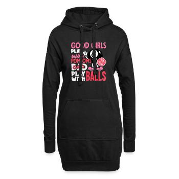 Bad Girl jouant avec des ballons au billard drôle - Sweat-shirt à capuche long Femme - noir - Devant