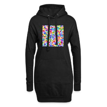 Confetti Rainbow Hearts pattern - Hoodie Dress - black - Front