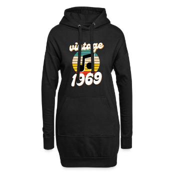 né 1969 année 69 idée cadeau anniversaire - Sweat-shirt à capuche long Femme - noir - Devant
