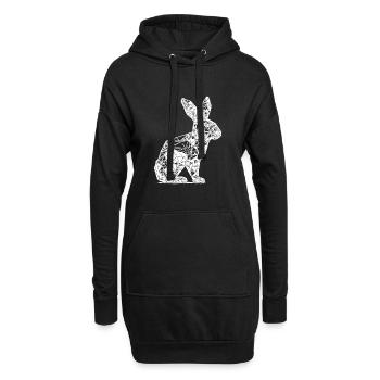 Lignes géométriques Tête de lapin - Sweat-shirt à capuche long Femme - noir - Devant