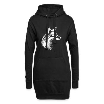 Beau portrait de renard tatoué - Sweat-shirt à capuche long Femme - noir - Devant