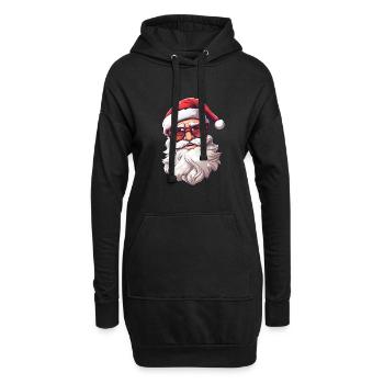 Cooler Weihnachtsmann mit Sonnenbrille und Bart - Hoodie-Kleid - Schwarz - Vorne