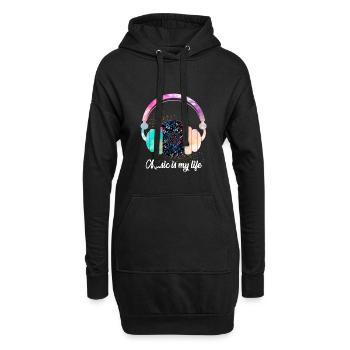 Musik ist mein Leben - Hoodie-Kleid - Schwarz - Vorne
