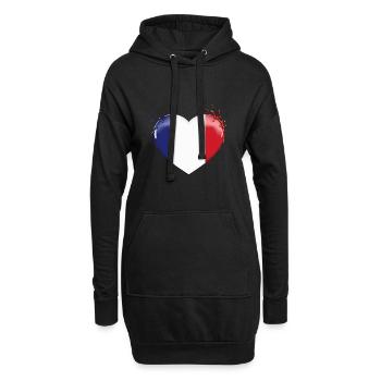 DRAPEAU DE LA FRANCE DRAPEAU COEUR FRANCE - Sweat-shirt à capuche long Femme - noir - Devant