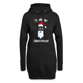 t shirt de noël j'peux pas j'attends le père - Sweat-shirt à capuche long Femme - noir - Devant