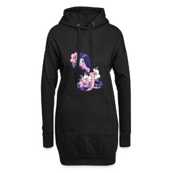 Serpent Serpent Fleur Tatouage Bstyled Mode Décontractée - Sweat-shirt à capuche long Femme - noir - Devant