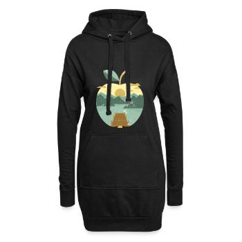 Apple panorama Vintage - Sweat-shirt à capuche long Femme - noir - Devant