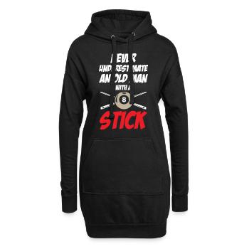 Never Underestimate An Old Man With A Stick - Hoodie-Kleid - Schwarz - Vorne