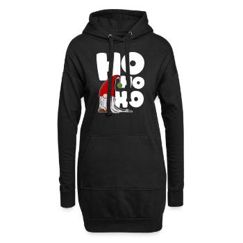 Lustiges HO HO HO mit Wichtel - Hoodie-Kleid - Schwarz - Vorne