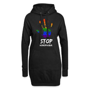 Stop Homophobia LGBT Gay Pride CSD Hand Regenbogen - Hoodie-Kleid - Schwarz - Vorne