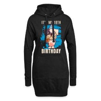 18. Geburtstag - Hoodie-Kleid - Schwarz - Vorne
