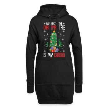 Der Gang zum Weihnachtsbaum ist meine Kardio - Hoodie-Kleid - Schwarz - Vorne