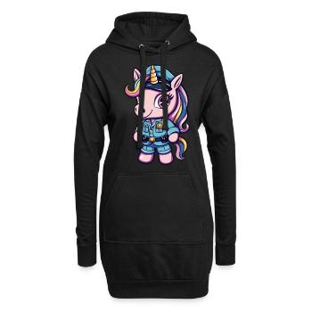 Cute Unicorn Police Officer - Hoodie-Kleid - Schwarz - Vorne