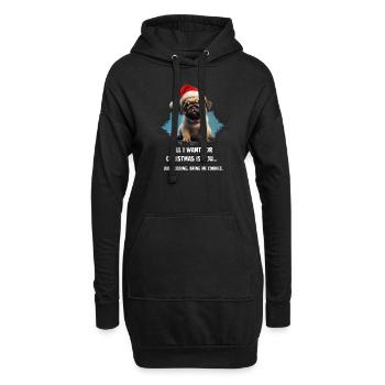 Kekse oder Dich? Mops-Wunsch! - Hoodie-Kleid - Schwarz - Vorne