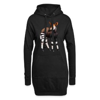 Süßes Okapi - Hoodie-Kleid - Schwarz - Vorne
