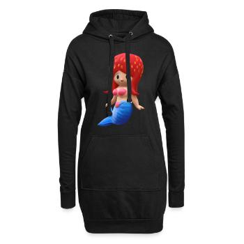 Sirène aux fraises - Sweat-shirt à capuche long Femme - noir - Devant