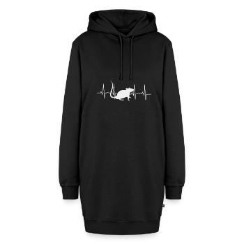 Heartbeat Ratte Nagetier Rats Haustier Ratten - Hoodie-Kleid - Schwarz - Vorne