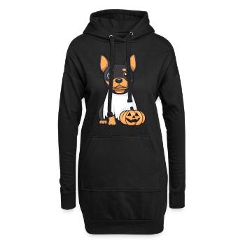 Dobermann Hund Halloween Comic Geist - Hoodie-Kleid - Schwarz - Vorne