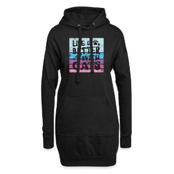 MIEUX VIVRE AVEC LES CHATS PUSSY MIEZ DICTONS MOTIFS - Sweat-shirt à capuche long Femme - noir - Devant