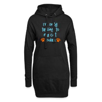 JE NE PARLE QU’À MON CHAT MIAULEMENT EN DISANT MOTIF - Sweat-shirt à capuche long Femme - noir - Devant