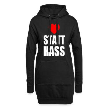Herz statt hass - Hoodie-Kleid - Schwarz - Vorne