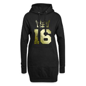 16 Zahl Krone - Hoodie-Kleid - Schwarz - Vorne