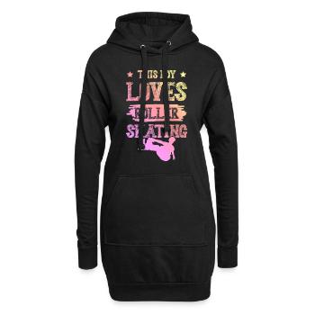 junge liebt roller skates - Hoodie-Kleid - Schwarz - Vorne