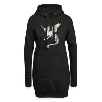 Weißer Drache - Hoodie-Kleid - Schwarz - Vorne