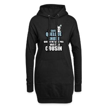je vais être cousin - Sweat-shirt à capuche long Femme - noir - Devant