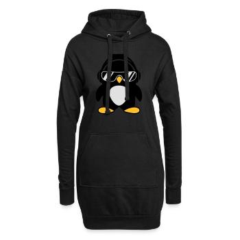 Pinguin mit Kopfhörer - Hoodie-Kleid - Schwarz - Vorne