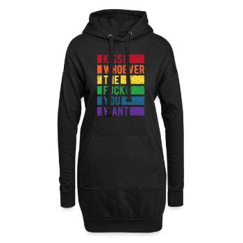 Kiss You Want LGBT Arc-en-ciel Pride - Sweat-shirt à capuche long Femme - noir - Devant