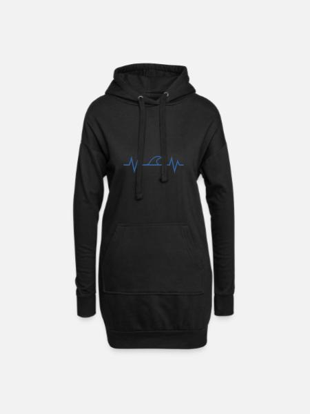 Herzschlag Meer - Hoodie-Kleid - Schwarz