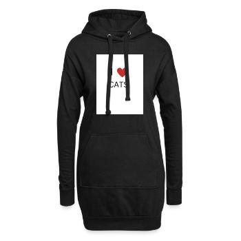 I LOVE CATS - Hoodie-Kleid - Schwarz - Vorne