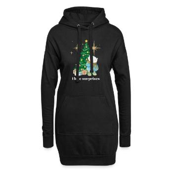Weihnachtpulli Eisbär liebt Überraschungen - Hoodie-Kleid - Schwarz - Vorne