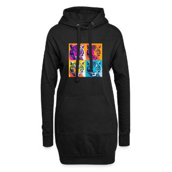Colorful Tiger Majesty: Vibrant Pop Art T-Shirt - Hoodie Dress - black - Front