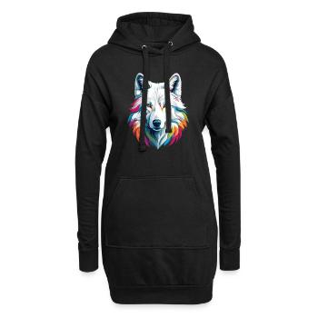 Loup blanc - Sweat-shirt à capuche long Femme - noir - Devant