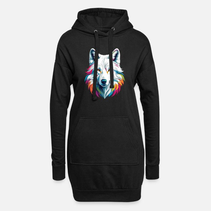 Weißer Wolf - Hoodie-Kleid - Schwarz