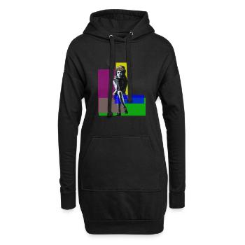 Urban Chic: Banksy-inspiriertes Mädchen - Hoodie-Kleid - Schwarz - Vorne