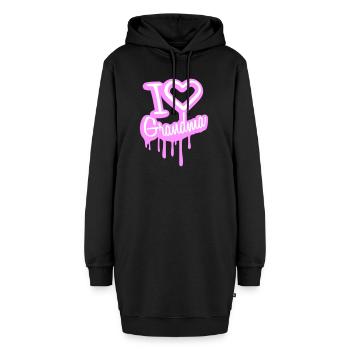 I Love Grandma Oma Liebe Graffiti Großmutter - Hoodie-Kleid - Schwarz - Vorne