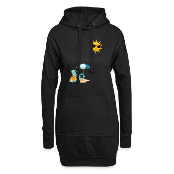 Soleil au bord de plage - Sweat-shirt à capuche long Femme - noir - Devant