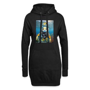 Poisson en combinaison de plongée 3 - Sweat-shirt à capuche long Femme - noir - Devant