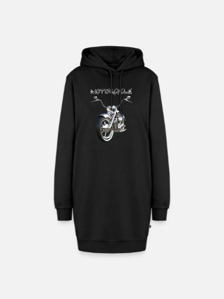 Bike in chrom - Hoodie-Kleid - Schwarz