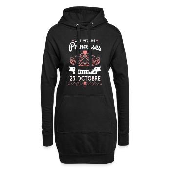 Anniversaire - Princesses naissent le 23 Octobre - Sweat-shirt à capuche long Femme - noir - Devant